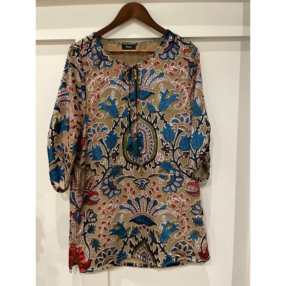 Whispers Velvet Burnout Women's Boho Tunic, M